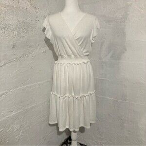 Caution to the Wind white tiered dress Small